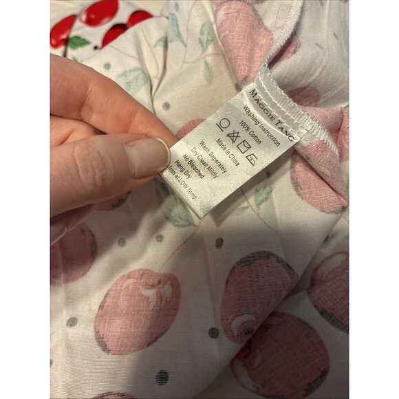 Maggie Tang Red White Cherry Print Tank Fit Flare Dress Knee Length Small - Picture 4 of 6